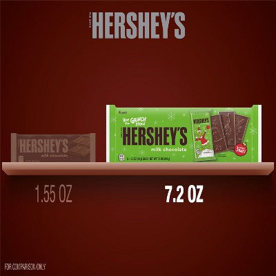 HERSHEY'S KISSES Grinch Embossed Holiday Milk Chocolate Standard Bars - 7.2oz/6pk