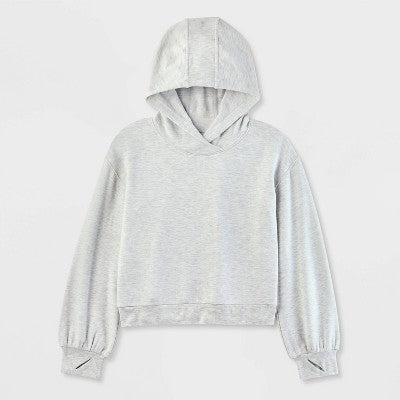 Girls' Cozy Fleece Hoodie Sweatshirt - Heather Gray M