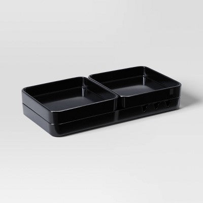 3pc Stackable Melamine Decorative Trays Black - Room Essentials