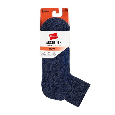Hanes Men's Absolute Run Ankle Socks 3pk - Black/White/Gray 6-12