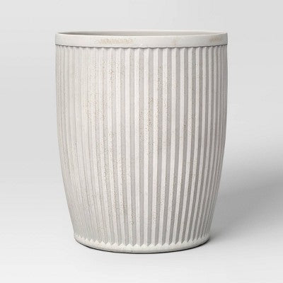 Weathered Ribbed Composite Indoor Outdoor Planter Pot 15"x15"x18" Off-White - Threshold designed with Studio McGee