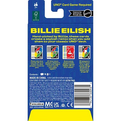 UNO Add-On Pack Billie Eilish Card Game for Family & Game Nights Travel Camping & Parties