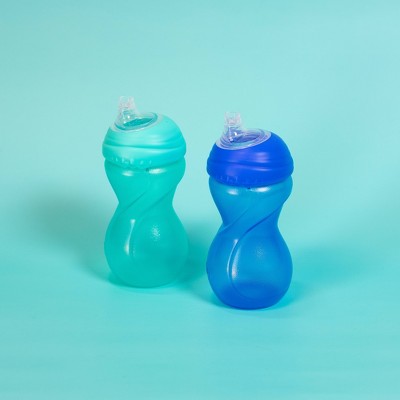 Nuby 10oz Polypropylene Clikit Frosted Soft Spout Sippy Trainer Cups - Dark Blue/Blue - 2pk