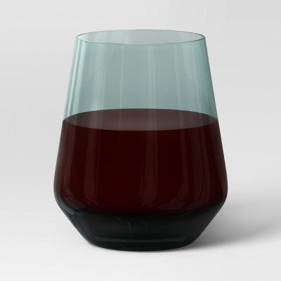 14.8oz Stemless Wine Glass Teal - Threshold: Dishwasher-Safe, Lead-Free, Recycled Content, Cold Beverages