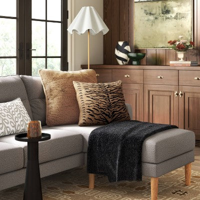 Oversized Square Soft Density Faux Shearling Throw Pillow Camel - Threshold (LOCAL PICKUP ONLY)