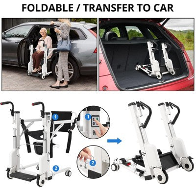 Garvee 4-in-1 Electric Patient Lift Transfer Wheelchair - 330 lbs Capacity, White (LOCAL PICKUP ONLY)