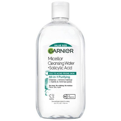 Garnier Salicylic Acid Purifying Makeup Remover Micellar Water and Facial Cleanser - 23.7 fl oz: Oil-Free, No Fragrance Added, Suitable for Normal