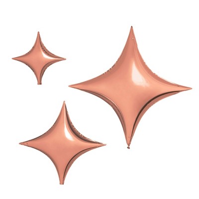 3ct Rose Gold Star Shaped Foil Balloons - Spritz