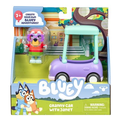 Bluey Granny Car & Janet Doll Playset - 2pk: Plastic Toy Set from BBC Series