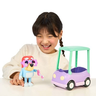 Bluey Chat Mates Figure & Vehicle - Granny Car & Janet: Plastic Interactive Toy with BBC License