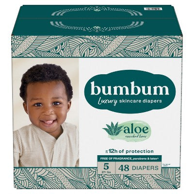 bumbum Luxury Skincare Disposable Diapers - Size 5 - 48ct