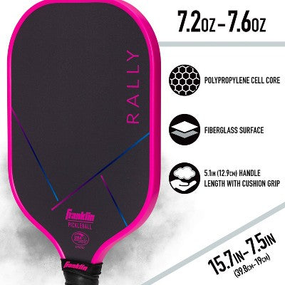 Franklin Sports 15.7'' Rove Traditional Pickleball Paddle - Pink/Purple: Fiberglass Core