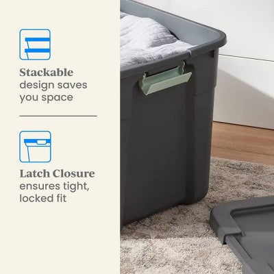 20gal Latching Storage Tote - Brightroom: Portable Gray Utility Tub with Lid, 20 Gallon Capacity, Universal Storage (LOCAL PICKUP ONLY)