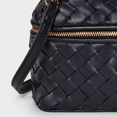 Check Top Handle Vanity Crossbody Bag - A New Day Black