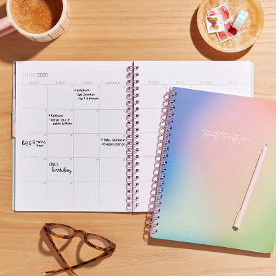 Inspired by Erin Condren 2025 Monthly Planner 11"x9" Pastel Colorblends: Spiral Bound, Adult Stationery, Tabs, 9x11 Paper