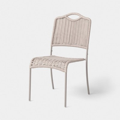 Monochromatic Rope Armless Patio Dining Stack Chair Beige - Threshold (LOCAL PICKUP ONLY)