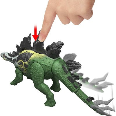 Jurassic World Gigantic Thrashers Stegosaurus Dinosaur Action Figure Toy, 2 Attacks & Evolve Feature