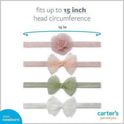 Carter's Just One You Baby Girls' 4pk Headwrap- Pink/Green Newborn