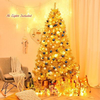 Costway 7.5ft Artificial Tinsel Christmas Tree w/1258 Tips Foldable Stand Champagne Gold (LOCAL PICKUP ONLY)