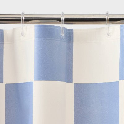 13pc PEVA Checkerboard Shower Curtain and Rings Set Multi - Room Essentials