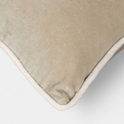 Square Cotton Velvet Throw Pillow Neutral - Threshold