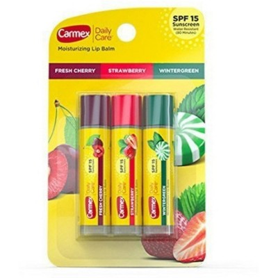 Carmex Daily Care Lip Balm SPF15 Assorted, 3 Ct