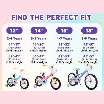 JOYSTAR Macarons 18 inch Kids Bike, Girls Toddler Bicycle with Training Wheels & Coaster Brake (LOCAL PICKUP ONLY)