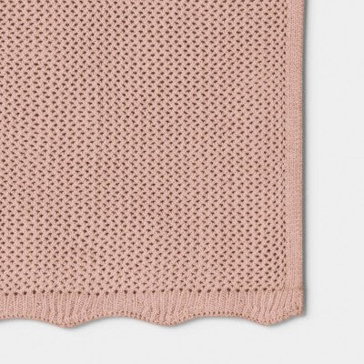 Knit Throw with Scalloped Edge Pink - Threshold