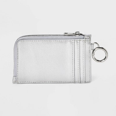 L-Zip Card Case - A New Day Silver: Shell, Solid Pattern, Zip Closure, 3.25" x 5" x 0.625"