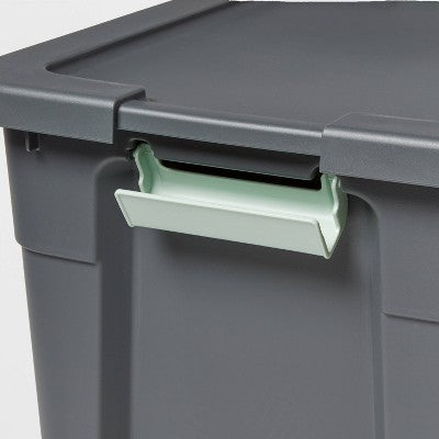 12gal Latching Storage Tote - Brightroom: Stackable Gray Utility Bin with Lid, Portable Universal Organizer