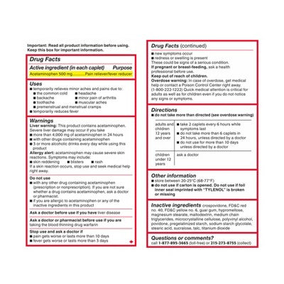 Tylenol Extra Strength Acetaminophen - Easy to Swallow Pain Reliever Caplets - 200 ct