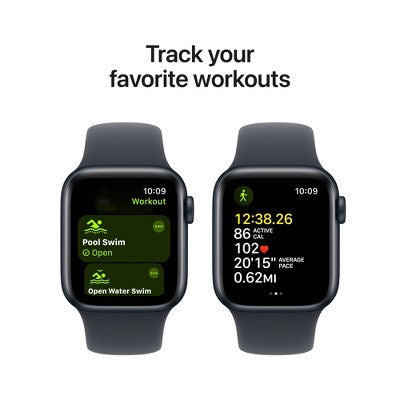 Apple Watch SE GPS (2024) 40mm Midnight Aluminum Case with Midnight Sport Band - S/M