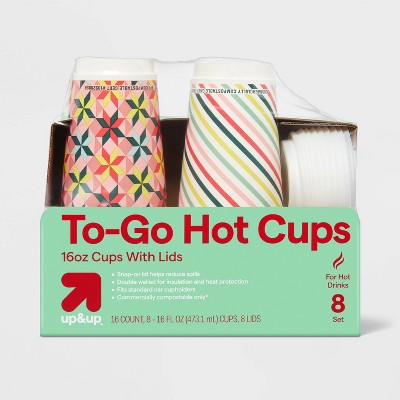 Holiday Disposable Drinkware Hot Cups - Brights - 16oz/8ct - up&up