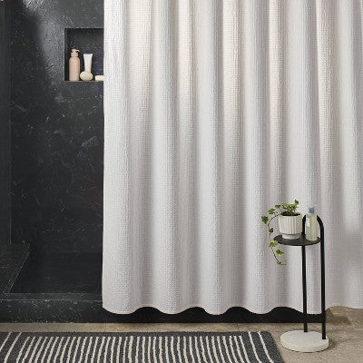 Waffle Weave Shower Curtain Ivory - Threshold
