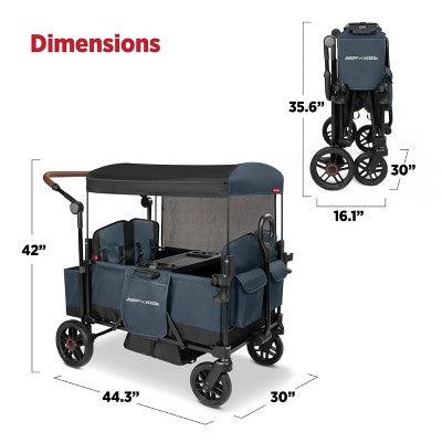 Radio Flyer Pathfinder+ Quad 4 Seat Stroller Wagon - Steel Gray: All-Terrain Tires, Adjustable Harness, EVA Wheels, Foot Operated Brake (LOCAL PICKUP ONLY)
