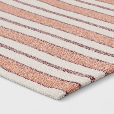 1'8"x2'10" Striped Rectangle Woven Indoor Accent Rug Rust - Threshold: Cotton Flat Pile, Machine Washable