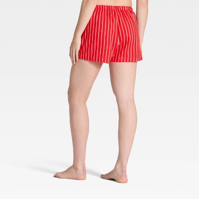 Women's Striped Flannel Pajama Shorts - Auden Red XL