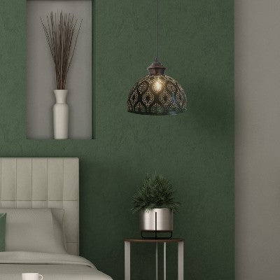 River of Goods 11" Merope Antique Bronze Metal Bowl Shade Pendant Ceiling Light: UL Listed, Adjustable Height
