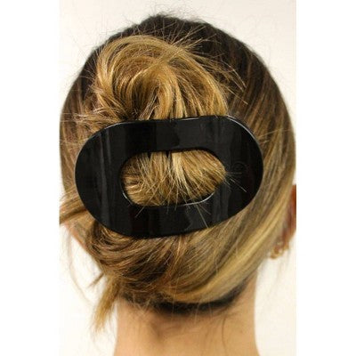 TELETIES Large Flat Round Hair Clip - Jet Black