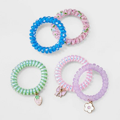 Girls' 5pk Phone Cord with Strawberry and Bow Charms Bracelet Set - Cat & Jack?: Stretchable, Pull-On, Iron, Acrylic, Zinc Alloy