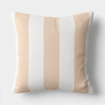 16"x16" Reversible Cabana Stripe Pillow Khaki/Ivory - Room Essentials