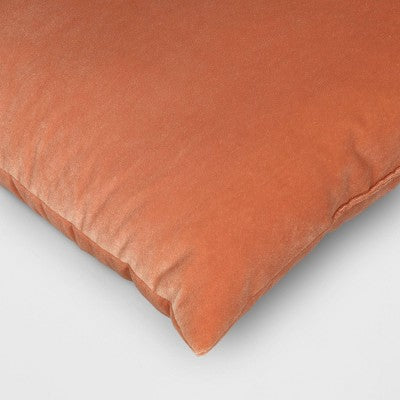 18"x18" Velvet Solid Square Outdoor Throw Pillow Blush - Threshold
