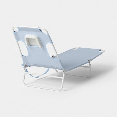 Folding Beach Tanning Chair Light Blue - Room Essentials (LOCAL PICKUP ONLY)