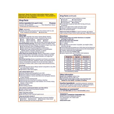 Motrin NSAID Children's Original Dye-Free Ibuprofen Liquid - Berry - 8 fl oz