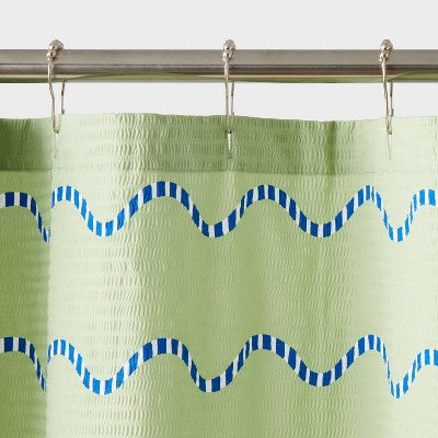 13pc Fabric Shower Curtain Set Green - Room Essentials