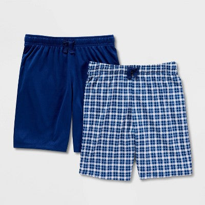 2 Pack Boys' Plaid Pajama Shorts - Cat & Jack Navy Blue XL