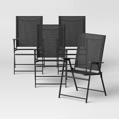 4pc Sling Patio Dining Folding Chairs Black - Room Essentials (LOCAL PICKUP ONLY)