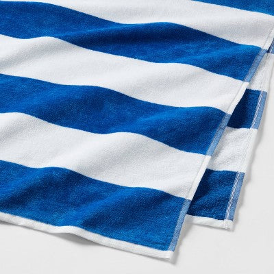Striped Beach Towel Blue/White - Sun Squad