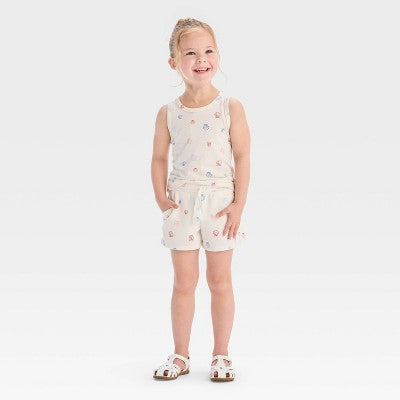Toddler Girls' Seashell Shorts - Cat & Jack White 18M Drawstring