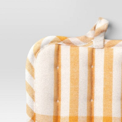 Plaid Potholder Gold - Threshold: Cotton & Linen, Abstract Design, Machine Washable, Autumn Kitchen Textile